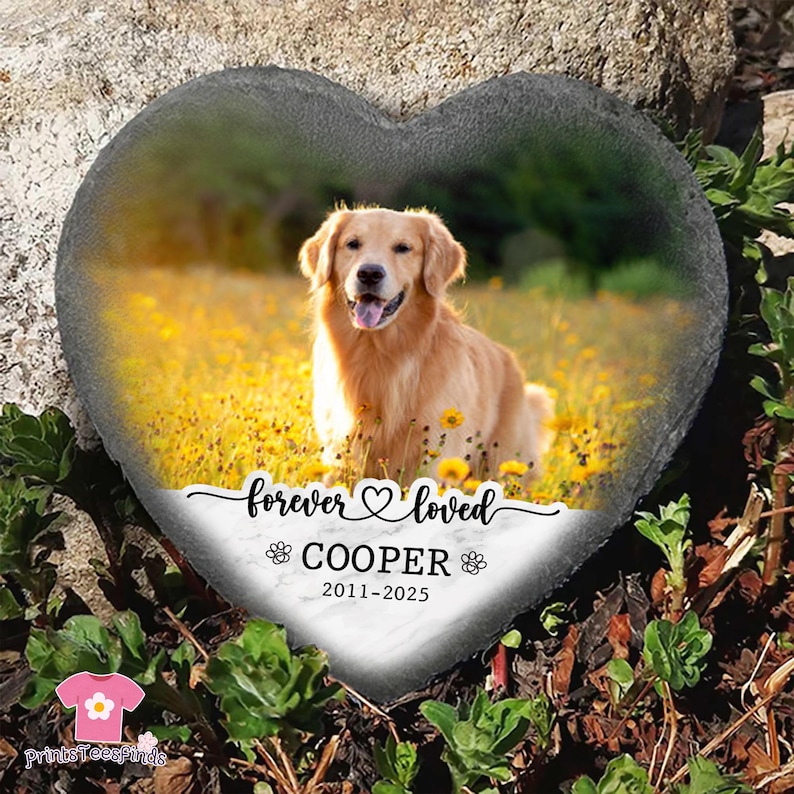 Pet Memorial Grave With Photo, Custom Pet Memorial Stone, Pet Portrait Grave Marker, Pet Grave Stone, Pet Memorial Gift, Dog Sympathy Gift image 2