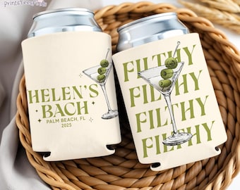 Filthy Martini Bachelorette Party Can Cooler, Custom Cocktail Bachelorette Can Cooler, Beach Bachelorette Party, Bachelorette Party Favors
