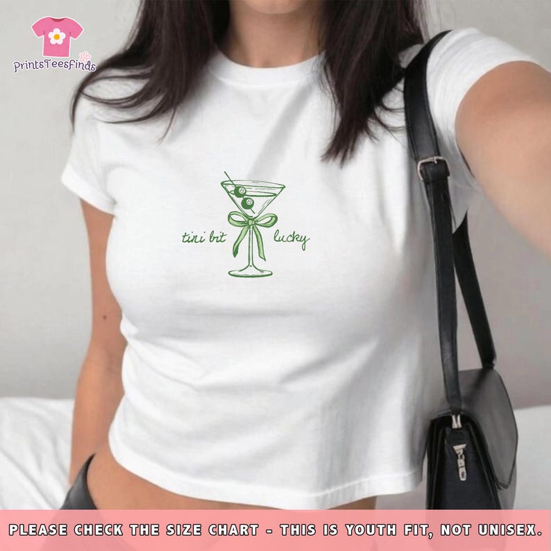 St Patricks Day Shirt, St Pattys Day Baby Tee, Tini Bit Lucky Baby Tee, Irish Girl Baby Tee. Martini Lucky Shirt, St Patrick Drinking Shirt image 3