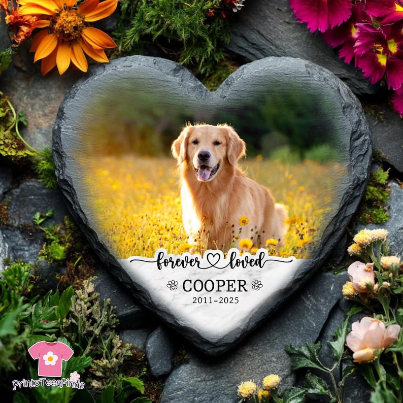 Pet Memorial Grave With Photo, Custom Pet Memorial Stone, Pet Portrait Grave Marker, Pet Grave Stone, Pet Memorial Gift, Dog Sympathy Gift image 1