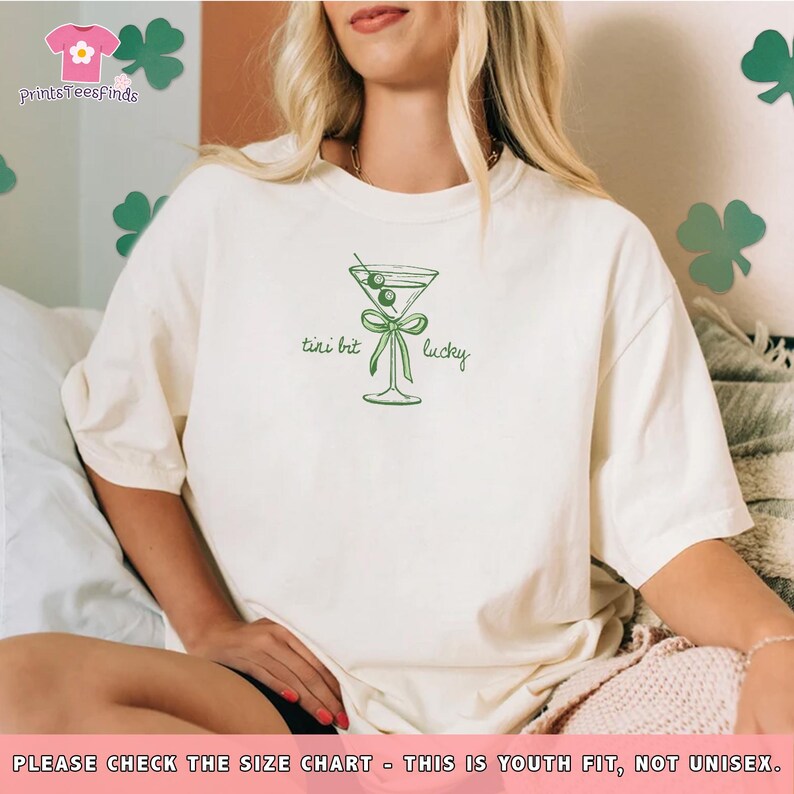 St Patricks Day Shirt, St Pattys Day Baby Tee, Tini Bit Lucky Baby Tee, Irish Girl Baby Tee. Martini Lucky Shirt, St Patrick Drinking Shirt image 7