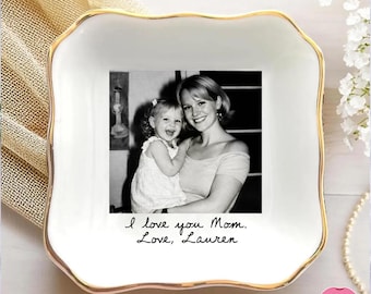 Custom Mom Photo Jewelry Dish, Thank You Grandma, Birthday Trinket Dish Gifts for Mom, Mom Gift From Daughter