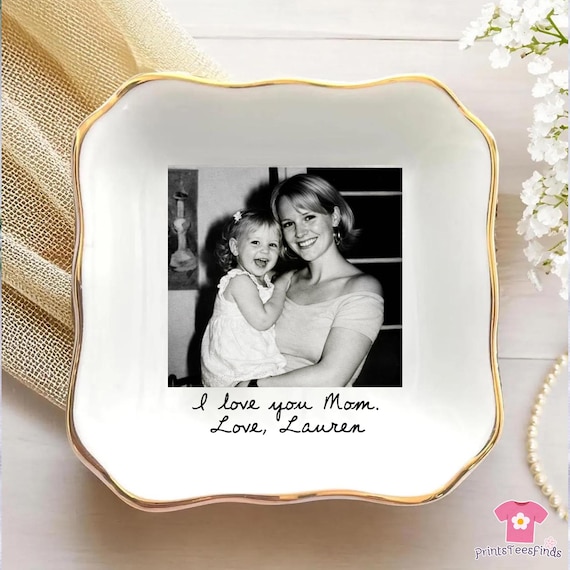 Custom Mom Photo Jewelry Dish, Thank You Grandma, Birthday Trinket Dish Gifts for Mom, Mom Gift From Daughter