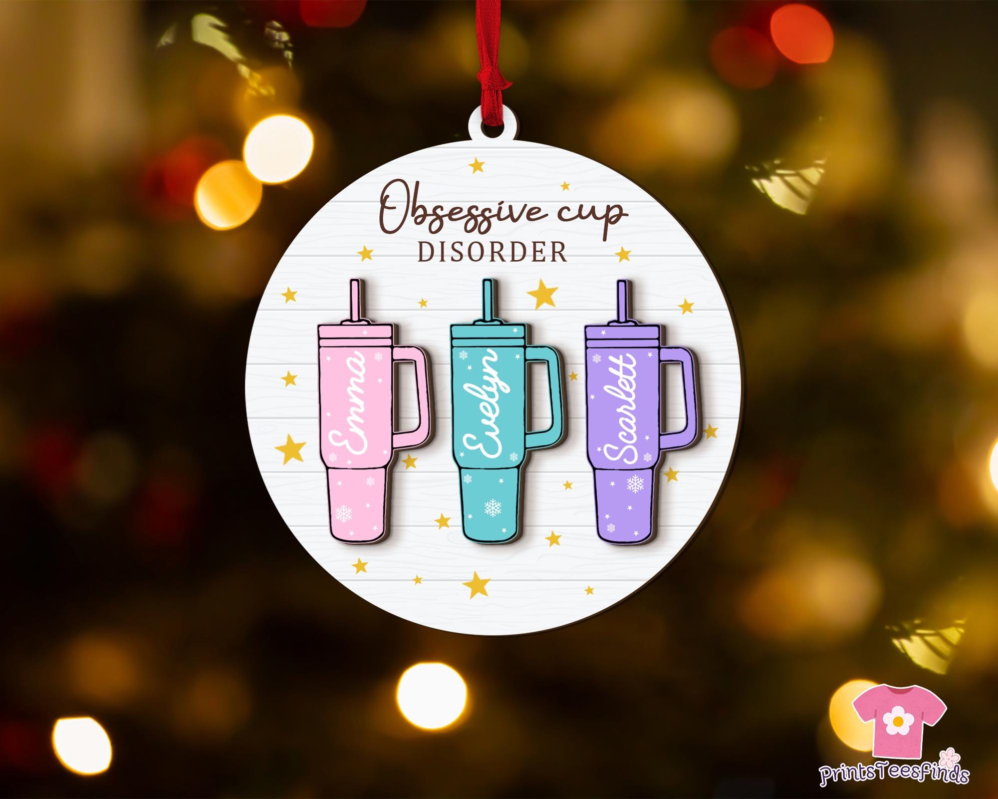 Funny Christmas Ornaments, Obsessive Cup Disorder Ornament, Tumbler Christmas Ornament, Unique Holiday Gift for Her, Cup Lover&#39;s Gift