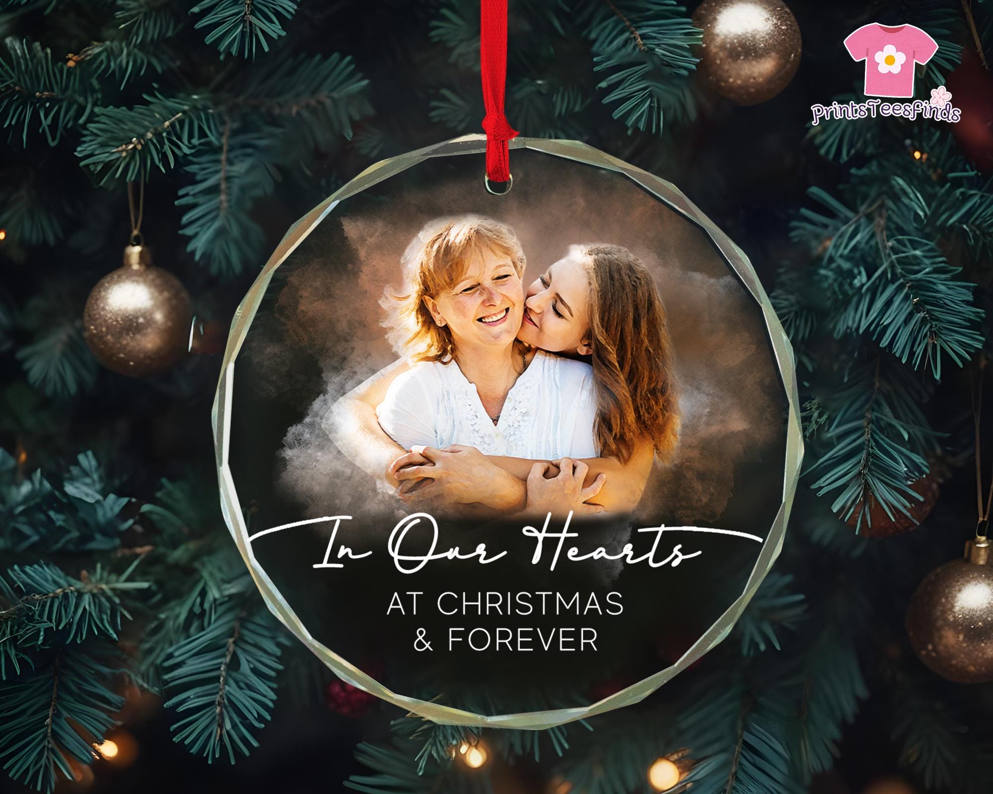 Custom Photo Memorial Ornament, Dad Mom Memorial Christmas Ornament, In Loving Memory Ornament, Loss Of Loved One Ornament, Sympathy Gifts
