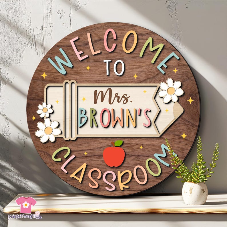Personalized Teacher Door Sign, Teacher Gifts, Custom Teacher Door Hanger, Back To School, Classroom Decor, Teacher Name Sign, Welcome Sign afbeelding 8