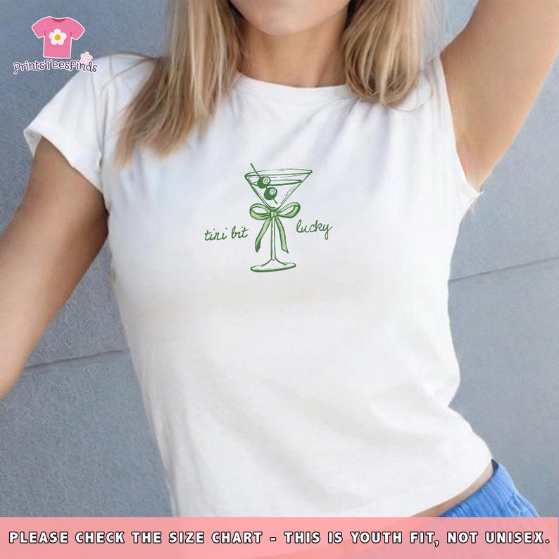 St Patricks Day Shirt, St Pattys Day Baby Tee, Tini Bit Lucky Baby Tee, Irish Girl Baby Tee. Martini Lucky Shirt, St Patrick Drinking Shirt image 2