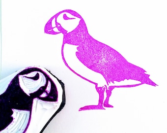 Puffin Rubber Stamp - Hand Carved
