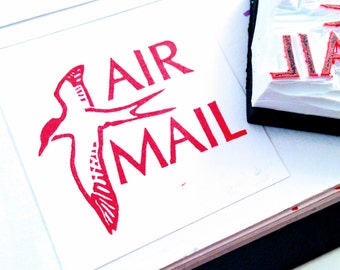 Air Mail Rubber Stamp - Hand Carved