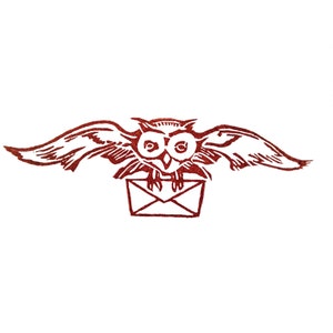 Owl Mail - Carimbo de borracha esculpido à mão