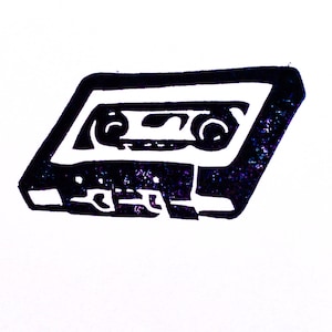Mix Tape Stamp Hand Carved Rubber Stamp image 1
