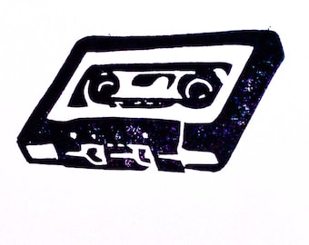 Mix Tape Stamp - Hand Carved Rubber Stamp