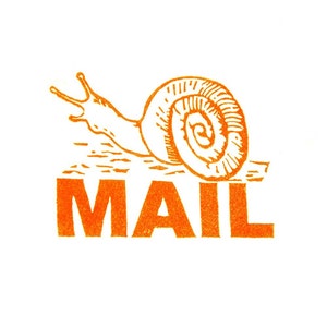 Snail Mail Stamp Hand Carved Rubber Stamp image 1