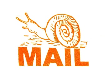 Snail Mail Stamp - Hand Carved Rubber Stamp