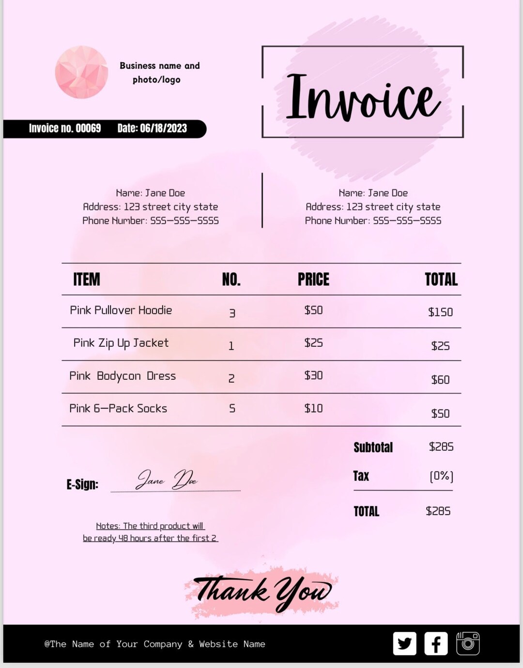 Editable Invoice Template - Etsy UK