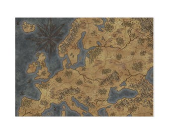 Antique Fantasy Europe Map Poster | Rolled Poster