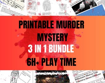 Printable Murder Mystery – 3 In 1 Bundle- Ian Rogers, Marcus Vale, Jack Harrington | Print & Play Detective Party Game