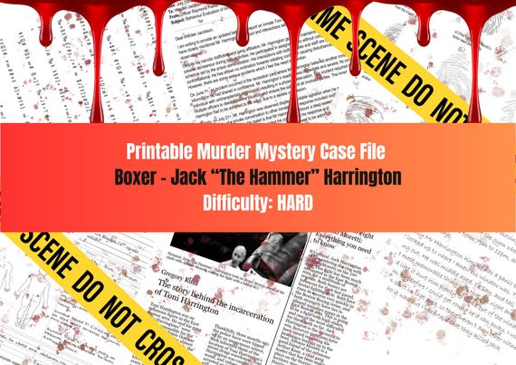 Printable Murder Mystery – The Murder Of Jack Harrington | Print & Play Detective Party Game
