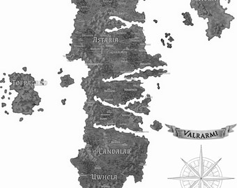Custom Fantasy Map for Novel | Book Ready Black White World Map (8K Resolution)