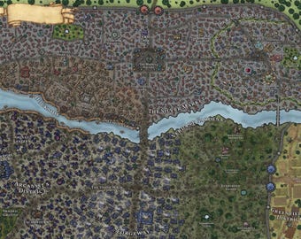 Custom Fantasy City Map | Medieval Town Commission for RPG Worlds
