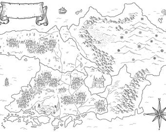 Custom Fantasy Map Commission | Hand Drawn Pen and Ink Cartography (Digital File)