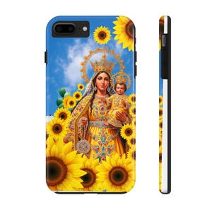 Lebendige florale Handyhülle mit Jungfrau Maria | Einzigartige, robuste Hüllen für Geschenke, Geburtstage, Feiertage, Schutz, persönlichen Stil