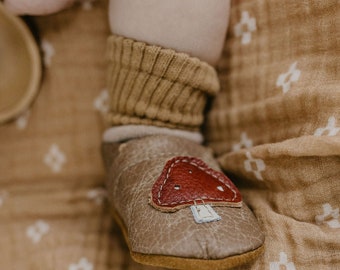 Mushrooms on Chai Leather Shoes Moccs Baby and Toddler