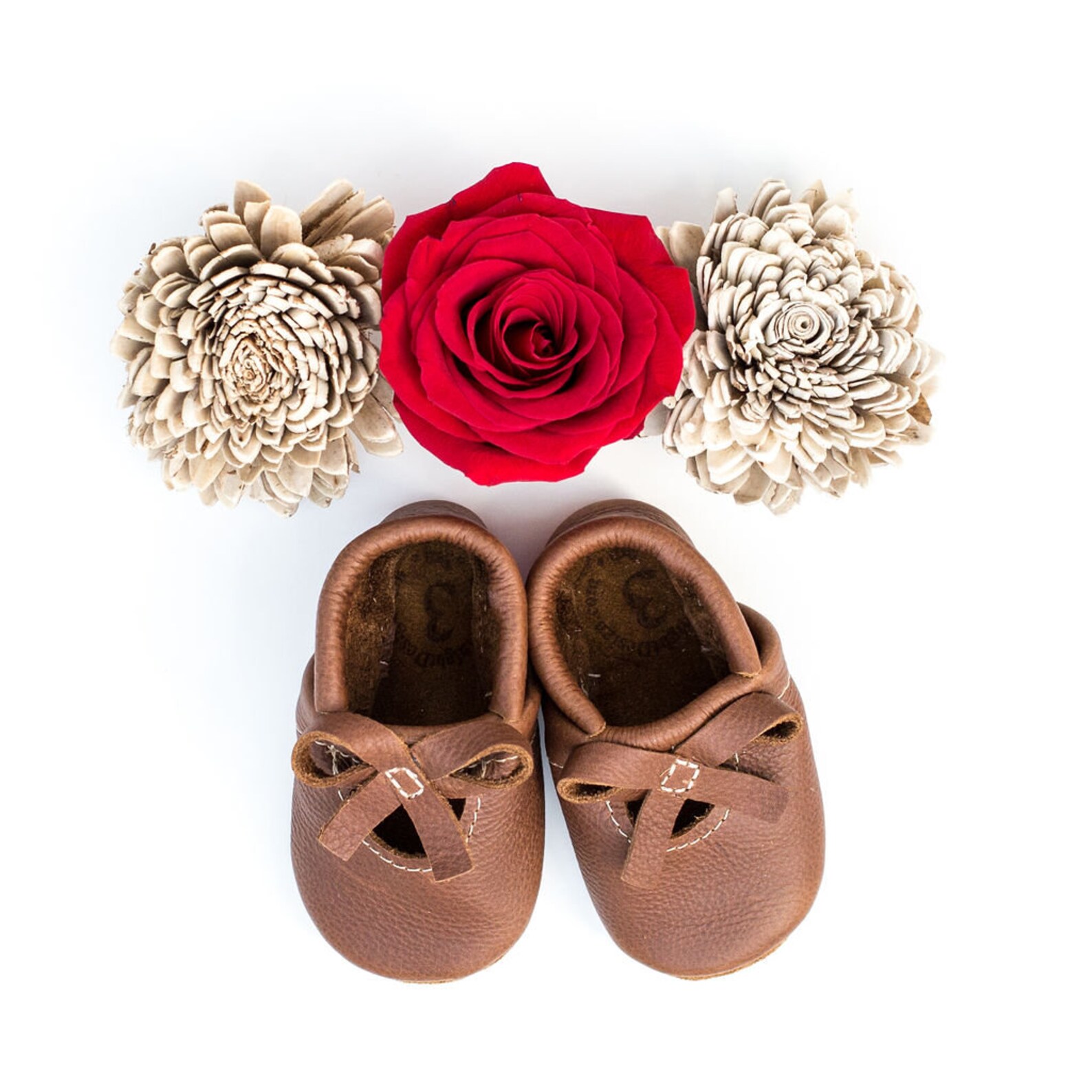 coffee ballet bow flats soft soled leather shoes baby and toddler //free shipping in usa// starry knight design