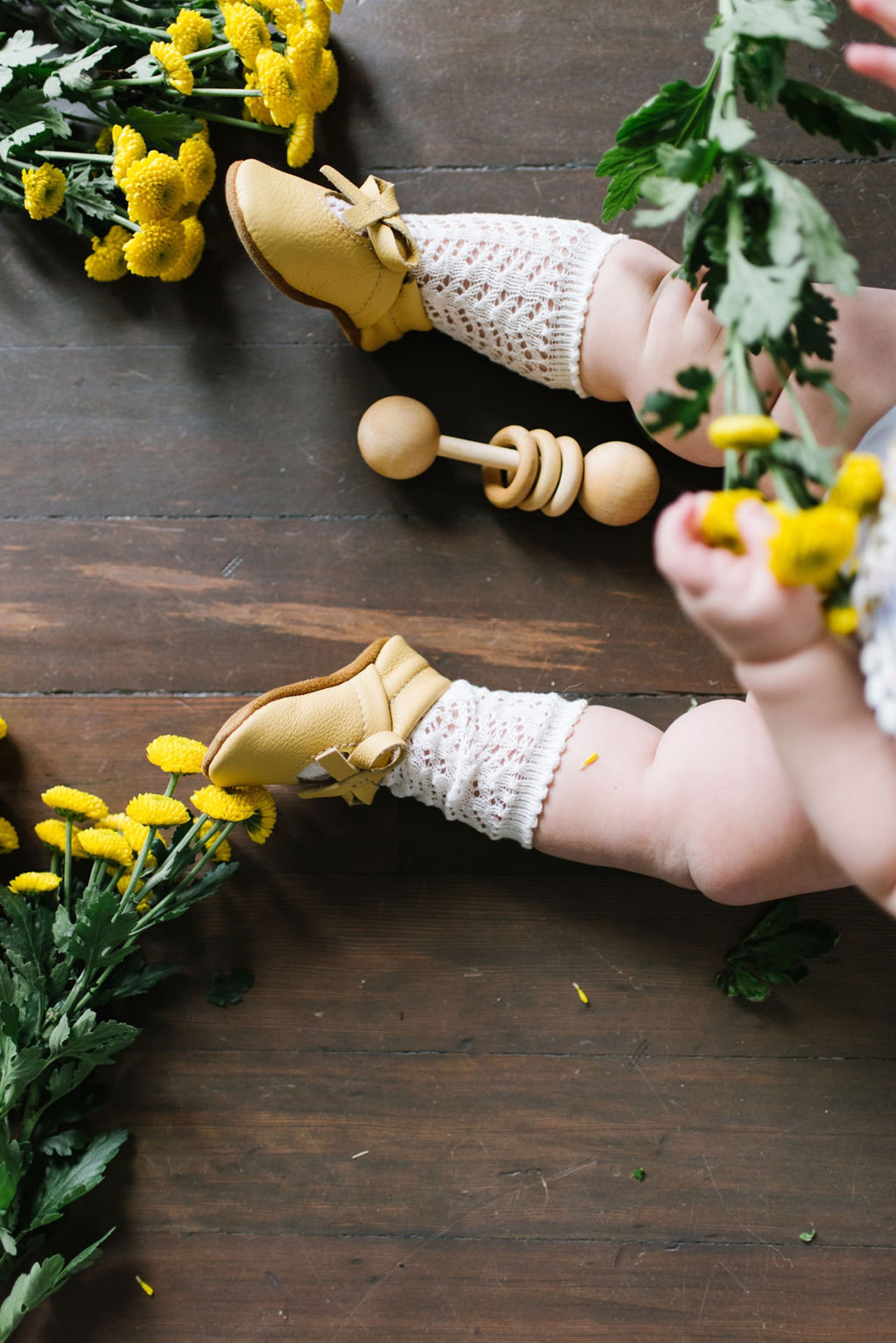 coffee ballet bow flats soft soled leather shoes baby and toddler //free shipping in usa// starry knight design