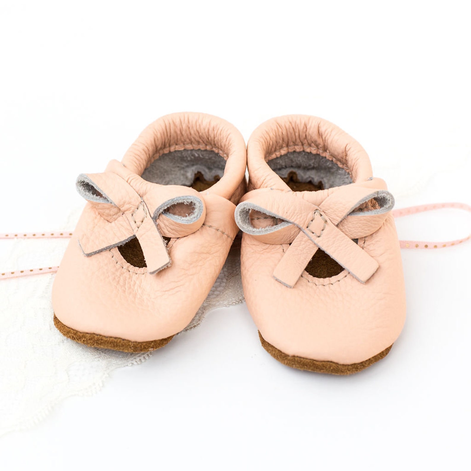 peach ballet bow flats soft soled leather shoes baby and toddler //free shipping in usa// starry knight design peach ballet bow flats soft soled leather shoes baby and toddler //free shipping in usa// starry knight design