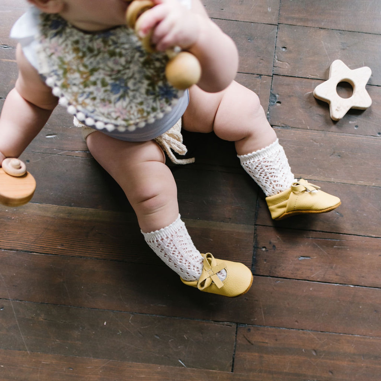 rose blush ballet bow flats soft soled leather shoes baby and toddler //free shipping in usa// starry knight design