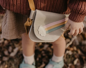 Rainbow on Beige Leather PURSE Toddler & Kids // Made in USA High-Quality Leather