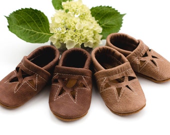 Rust & Wood SUNRISE Shoes Baby and Toddler // Made in USA High-Quality Leather Moccasins Shoes