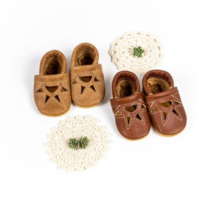 Sahara & Chestnut SUNRISE Shoes Baby and Toddler // Made in USA High-Quality Leather Moccasins Shoes