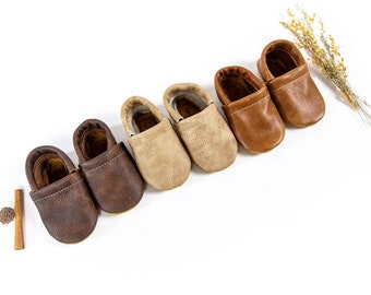 Latte, Saddle, Sable Leather LOAFERS Shoes Baby and Toddler