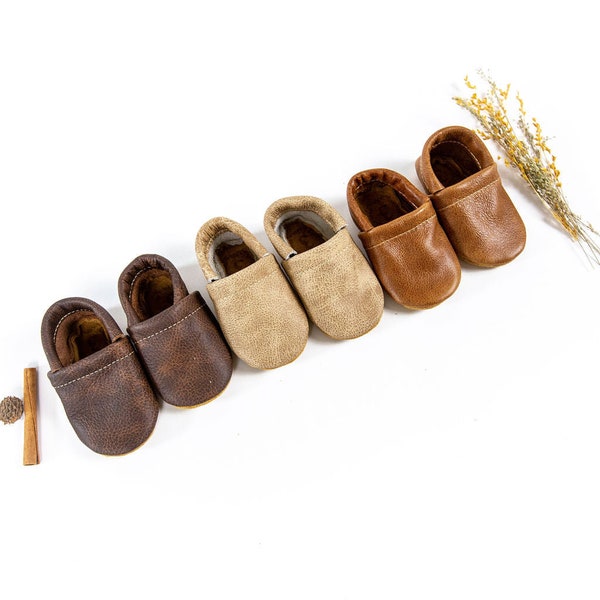 Latte, Saddle, Sable Leather LOAFERS Shoes Baby and Toddler