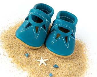 Cerulean SUNRISE Shoes Baby and Toddler // Made in USA High-Quality Leather Moccasins Shoes