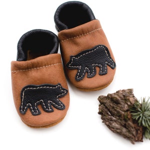 Mocassins en cuir noir pour bébé et tout-petit