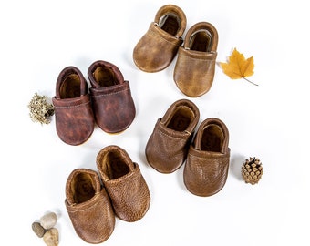 Handrubbed American Leather LOAFERS Shoes Baby and Toddler // Made in USA High-Quality Leather Moccasins Shoes