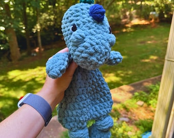 READY TO SHIP- Dinosaur Lovey, Crochet Plushie, Baby Gift, Dinosaur Toy, First Birthday, Baby Shower Gift, Dinosaur Snuggler, Crochet Animal