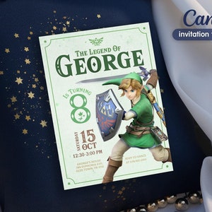 Invitation de joueur vidéo, Invitation d'anniversaire Legend of Zelda, téléchargement numérique, Zelda Tears Of The Kingdom, fête d'anniversaire, jeu sur invitation