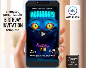 Kpop Demon Hunters Birthday Invitation, Editable K-pop Party Invite, BTS Themed Digital Card, Demon Huntrix Birthday Party Decor for Fans