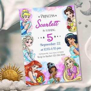 Princess Birthday invitation, Girl editable invite template, printable castle invitation, once upon a time royal party, instant download