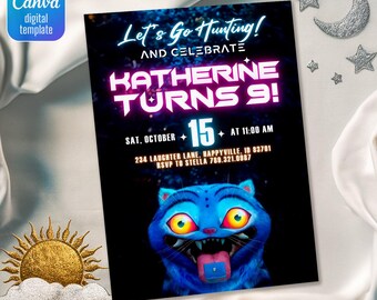 Kpop Demon Hunters Birthday Invitation, Editable K-pop Party Invite, Derpy tiger invitation , Demon Huntrix Birthday Party Decor for Fans