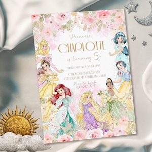 Princess Birthday invitation, Girl editable invite template, printable castle invitation, once upon a time royal party, instant download