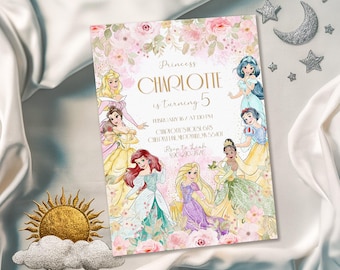 Princess Birthday invitation, Girl editable invite template, printable castle invitation, once upon a time royal party, instant download
