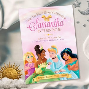 Princess Birthday invitation, Girl editable invite template, printable castle invitation, once upon a time royal party, instant download