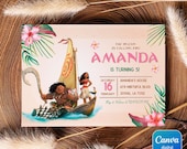 Moana Printable invitation, Editable Invitation, hawaii Birthday Invitation, luau Party, editable te fiti birthday Party invite