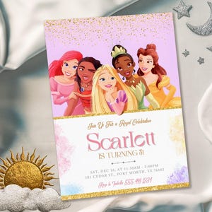 Princess Birthday invitation, Girl editable invite template, printable castle invitation, once upon a time royal party, instant download
