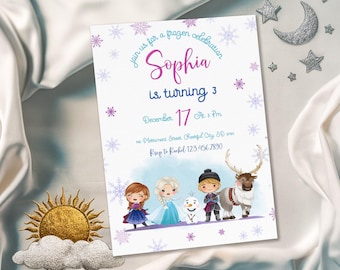 Princess Elsa invite, Frozen Anna invite template, girl birthday, Printable Birthday Invitation, Frozen invitation, editable winter invite